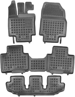 MTM Tapis de Sol pour Toyota Highlander 7 sieges Hybrid 2021- en Caoutchouc, Bac sur Mesure Antidérapant avec Rebords 5 cm, cod. 3D 9809