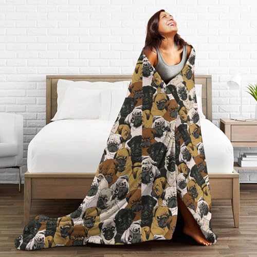 Couverture en flanelle Pug cadeau original pour amoureux des chiens plaid micro-polaire - 6