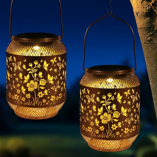 Lanterne solaire extérieur étanche pour déco jardin | Lampes suspendues LED métal terrasse