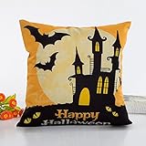 ✿ Größe: 45 cm * 45 cm Kissenbezüge Halloween, Internet Sofa Bett Home Kaffee Decor Quadratisch Kissenhülle Leinen unsichtbar Reißverschluss 45 cm * 45 cm, Leinen, Multicolore #2, 45cm*45cm