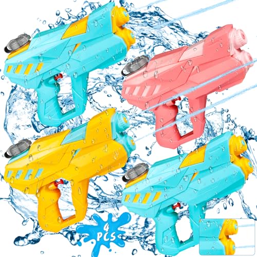 FAMKEEP Pistola ad Acqua Giocattolo per Bambini,4 Pistolead Blaster ad Acqua con Doppio Flusso,...