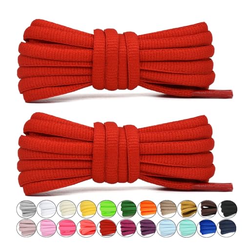 Stepace [2 Pairs Half Round Shoe Laces 1/4 Width 30-72 Length 22 Color Oval Shoelaces Red 30(76 cm)