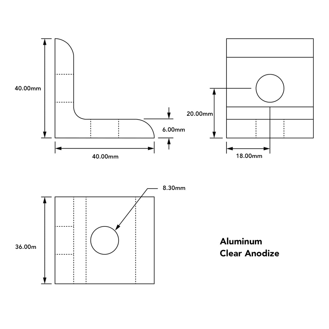 80/20 40 Series 2-Hole Inside Corner Bracket - 40x40mm 90 Degree Angle Bracket For T-Slot Aluminum