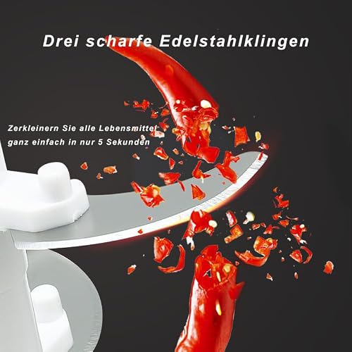Foto von Zwiebelschneider Manuell mit 3 Edelstahlklingen und 1 Mixer● 520ML Gemüseschneider ● multizerkleinerer manuell l ● Onion Chopper Gemüseschneider für Gemüse, Obst, Knoblauch