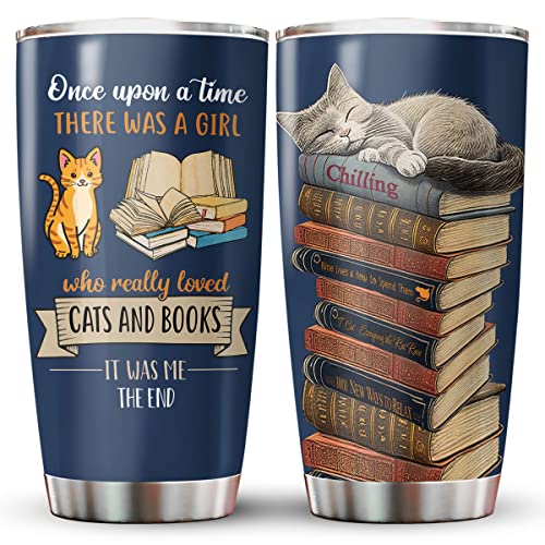34Hd Cat Mom Gifts, Birthday Gifts For Cat Lover, A Girl Who Love Cats And Books Tumbler Cup With Lid 20 Oz, Cat Coffee Mug, Cat Day Gifts, Thanksgiving Christmas Gifts For Cat Mom #TOP4