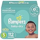 Diapers Size 5, 112 Count - Pampers Baby Dry Disposable Baby Diapers, Giant Pack