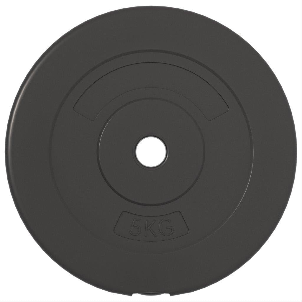 2 discos de peso de 10 kg, 26,5 mm, orificio para barra de pesas, entrenamiento de fuerza, fitness, color negro