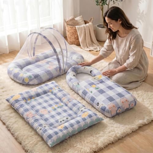 Image of StarAndDaisy Baby Mosquito Net with Mattress and Sleeping Bag, Foldable Mosquito Net Bed with Breathable Mesh, Portable Baby Bedding Set for Newborn