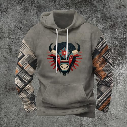 Mens Western Aztec Print Hoodie Fashion Fall Long Sleeve Hooded Tops Vintage Tribal Graphic Pullover With Pockets2
