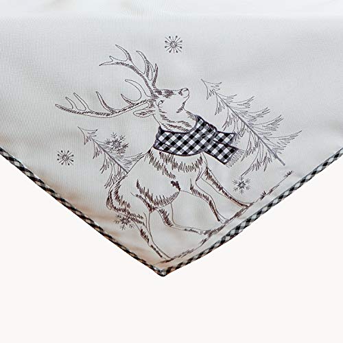 Raebel OHG Tischwäsche Stickerei Applikation Hirsch Weihnachten Winter (85 x 85 cm, Schwarz)