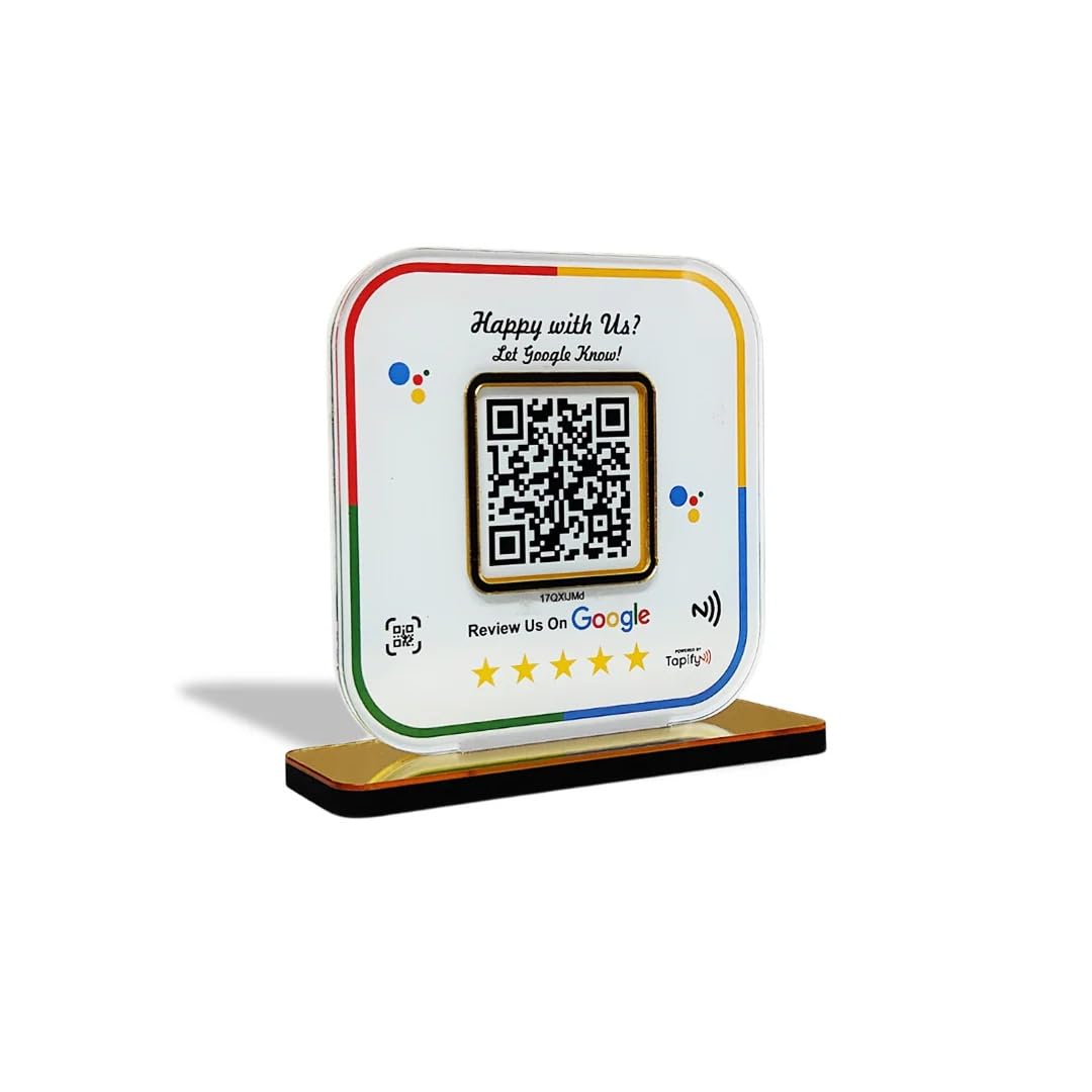 Google Review QR Code Stand for Shop with NFC | Tap or Scan Tabletop Standee | Boost 5-Star Ratings | Acrylic Counter Display for Salons, Restaurants, Cafes & Retail Stores-image-9