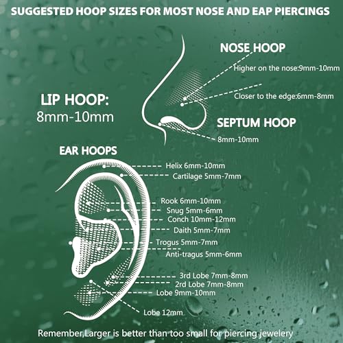 Jstyle 18G Hypoallergenic Surgical Steel Hoop Earrings for Women Men, Tarnish-free and Waterproof, Safe for Sensitive Skin, Cartilage Sleeper Hoop Earrings Jewelry 6-12MM Silver Nose Rings - Thumbnail 5