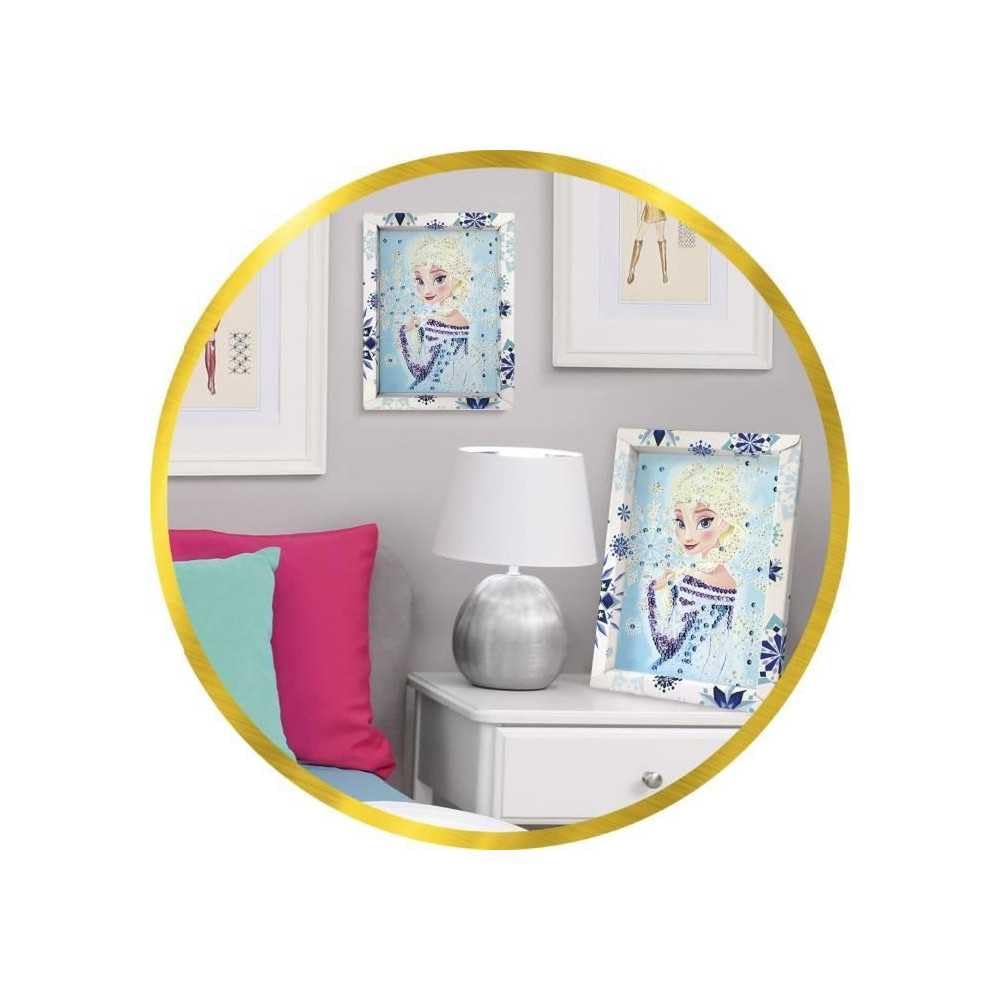 Lansay - COLLECTION SEQUINS - Elsa La Regina delle Nevi - Kit Mosaico con Paillettes per Bambini dai 7 Anni - Quadro Scintillante con Cornice, Paillettes e Spilli - Idea Regalo Creativa Disney