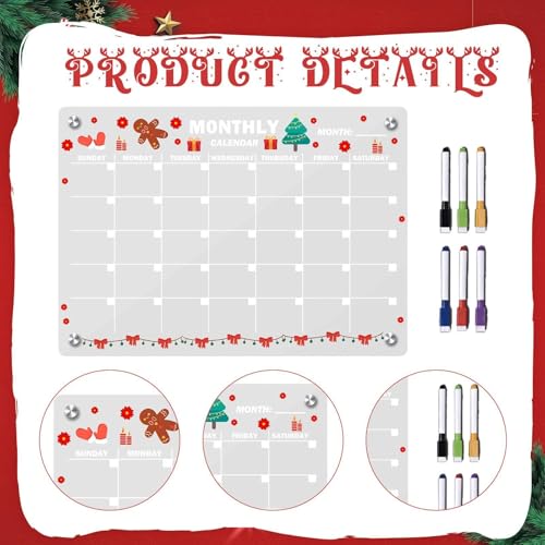 Tableau de planification portable Oshhni, calendrier effaçable grand format avec marqueurs inclus