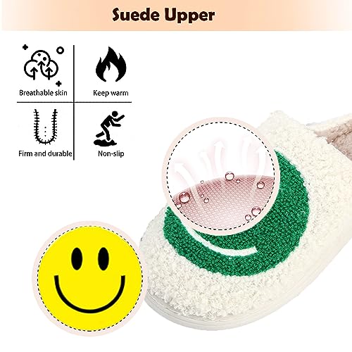 rosyclo Smile Face Slippers Retro Soft Plush Cozy House Slippers Slip-on Fluffy Indoor Outdoor Smile Slippers for Women and Men2