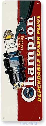 Miniatura 3 de Tinworld Cartel de estaño Bujías confiables Champion Retro Garage Auto Shop Decoración de metal A865