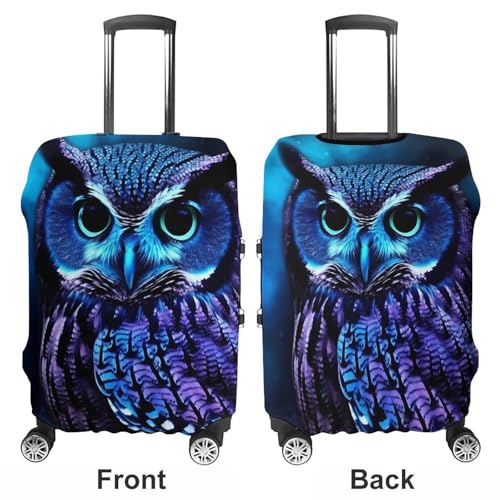 Blue Owl Luggage Cover, Washable Elastic Suitcase Cover Protector Fit 18-32 Inch Luggage3