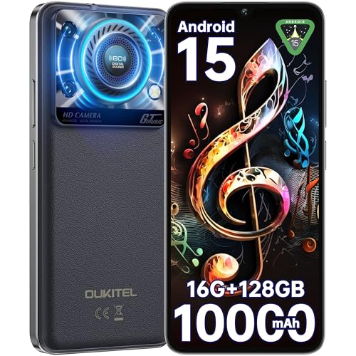 OUKITEL C60 Handy Ohne Vertrag Android 15-16GB+128GB 10000mAh Smartphone Ohne Vertrag 6.88 Zoll 90Hz 13MP+5MP Kamera 120LM Taschenlampe,Lautsprecher,GPS, Dual SIM 4G Simlockfreie Handys,Blau