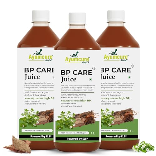 Image of Ayumcure BP CARE Juice | Ayurvedic way to manage High Blood Pressure | Jatamansi, Arjuna, Brahmi, Rudraksha | Helps in BP Levels, Tension and Sleep Quality | For Men & Women | 1L (Pack of 3)