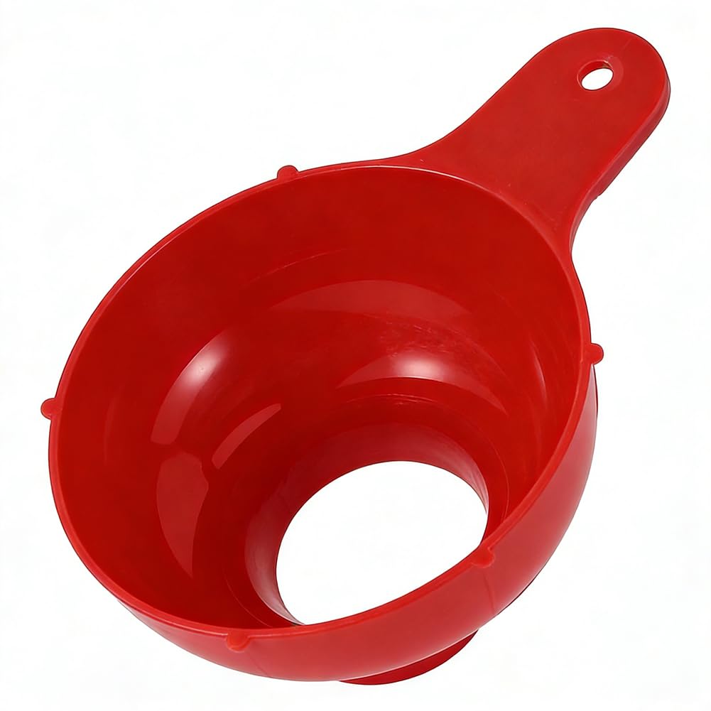 BEAMARKER Wide Mouth Plastic Funnel Canning Funnels for Filling Mason Jars Cooking Kitchen Accessories for Filling Bottles Transferring Liquid Dry Ingredients Oil Coffee Beans Spice Blends (Red)