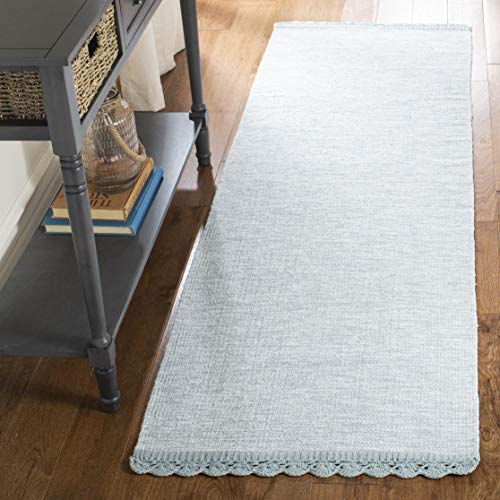 SAFAVIEH Montauk Collection Runner Rug - 2'3" x 7', Light Blue, Handmade Cotton, Ideal for High Traffic Areas in Living Room, Bedroom (MTK615L)