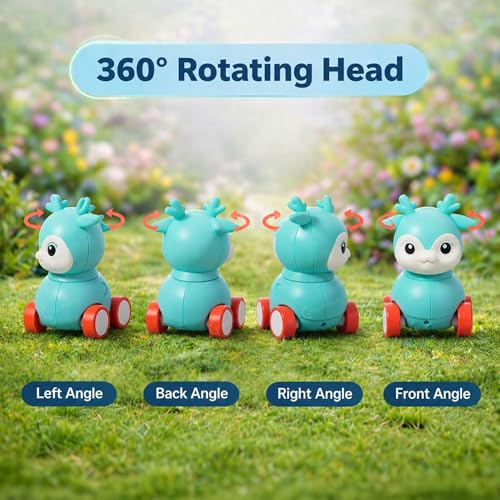 Image of GRAPHENE Press & Go Deer Animal Toy [Deer] for 6-24 Months Kids Toddlers Friction Powered with 360 Rotation Baby Racing Car Birthday Gift Toy Boys Girls (Multicolor)