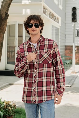 Image of Betusline Boy and Men Button Down Plaid Shirt