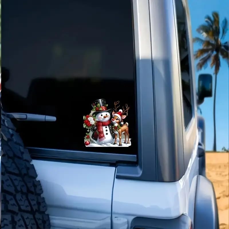 Christmas Snowman and Deer PVC Vinyl Car Decals Stickers Waterproof Self-Adhesive Decals for Cars, Laptops, Trucks, Motorcycles Wall Window Luggage Scratch Cover Door Decor Sticker - Image 5