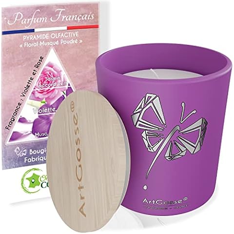 ArtGosse ® 50H Scented Candle and Refillable + Wooden Gift Box • Purple & Silver 360g (Purple and Pink) Cover