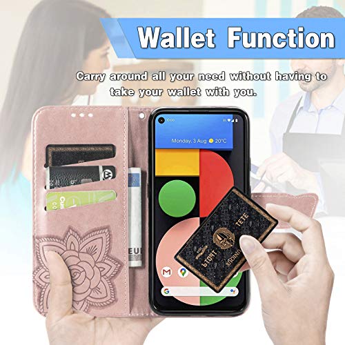 Étui portefeuille Google Pixel 7 Pro coque TPU antichoc or rose - 3