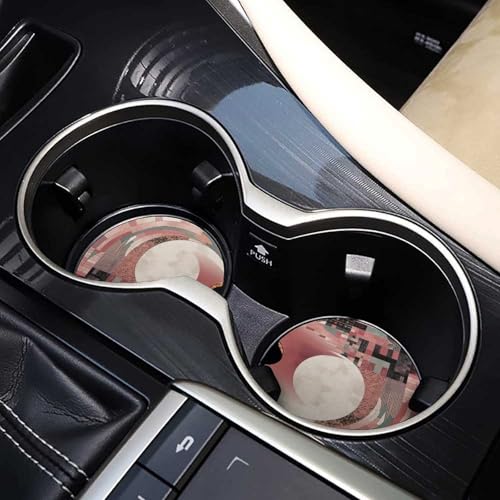 Portavasos para coche, juego de 2 piezas, diseño rompecabezas rosa miniatura 7