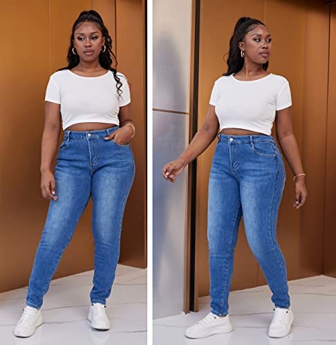 zsangbee Women's Plus Size Fleece Lined Jeans Winter Thermal Skinny Flannel Lined Denim Jean4