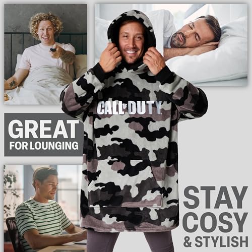 Blanket Hoodie for Men, Teens, Camo Wearable Blanket, Fleece Hooded Poncho, Cozy Loungewear, Gamer Gifts for Men2