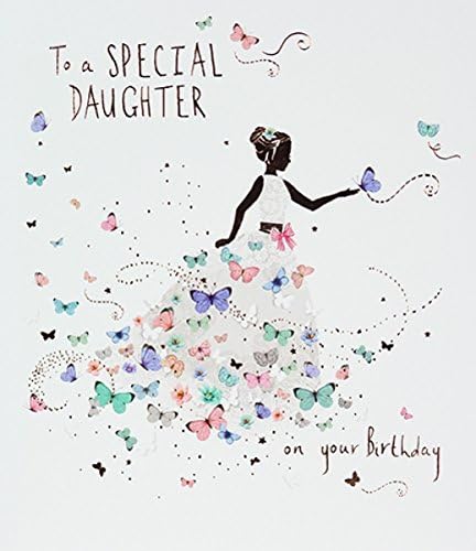 Greeting Card (PLK7173) - Birthday - Special Daughter - Dress and Butterflies - Lemon Sorbet Range - Embossed and Foil Finish