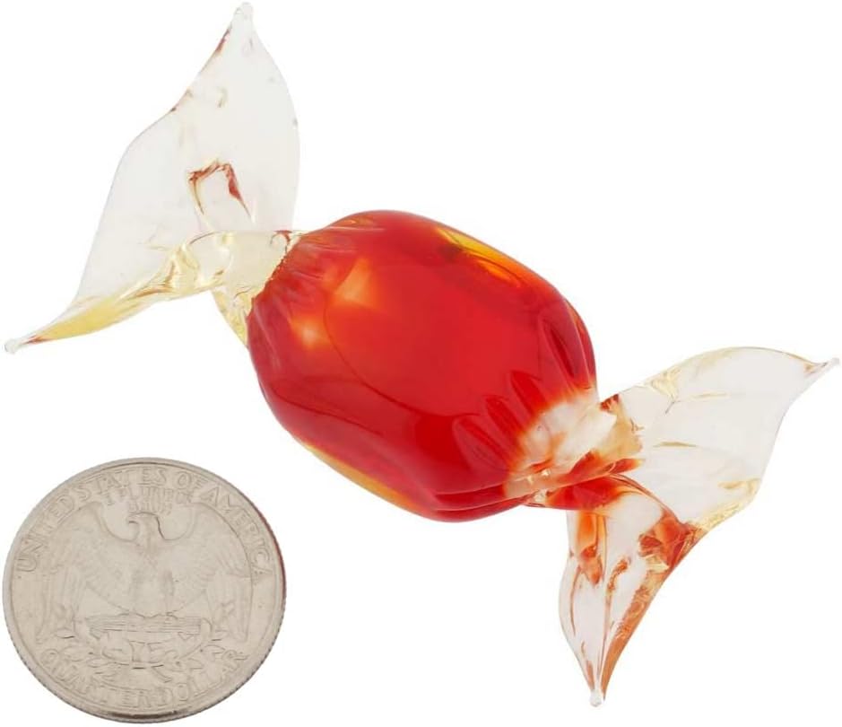 Glass Of Venice Murano Glass Candy - Red Orange Decorative Glass Ornament for Party, Favors, Christmas Tree Handmade in Venice, Italy