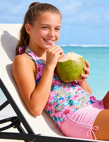 Image of Girls Tankini Swimsuit 2 Piece Halterneck Bathing Suit for Teens Size 7-16