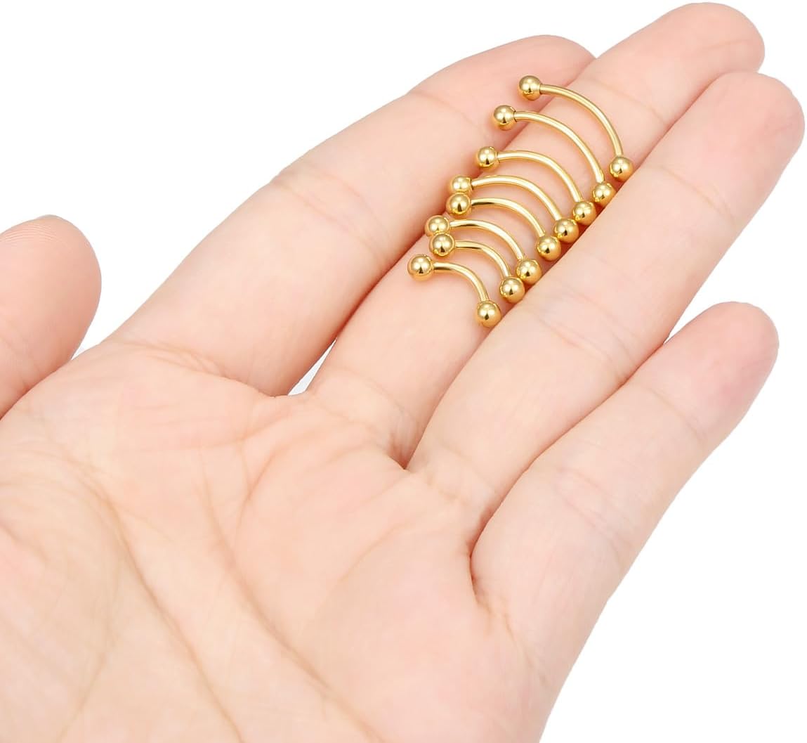 Vqoxaggi アイブロウピアスジュエリー サージカルスチール 垂直ラブレットリップジュエリー カーブバーベル 小さなアイブロウリ