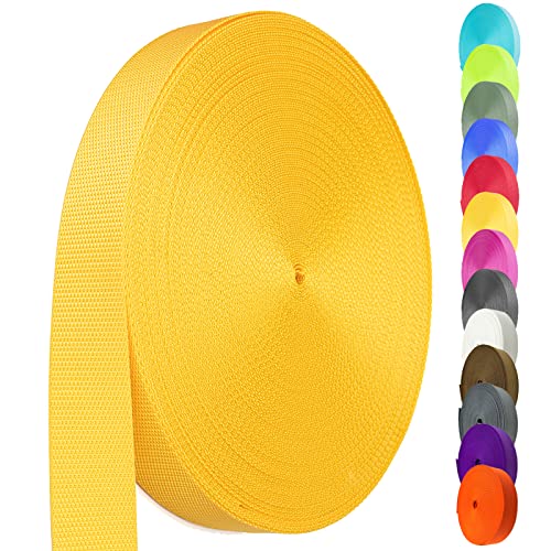 Image of Oak-Sports Nylon Webbing 1.5 Inch, Heavy Duty Nylon Webbing Strap 12 Yard, Durable Nylon Strapping for Indoor or Outdoor Gear, DIY Crafting, Repairing, Yellow