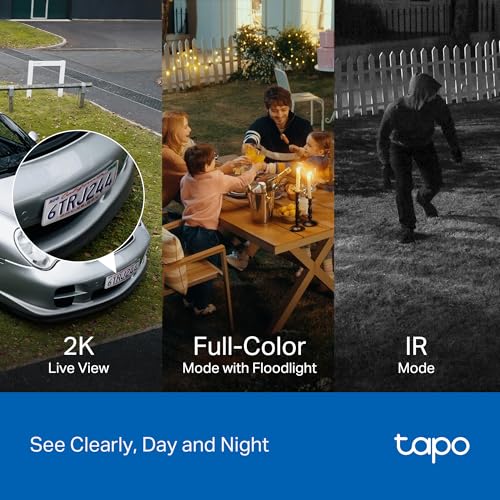 Image of Tapo 2K Outdoor Pan /Tilt Wired Floodlight Security Camera - 1500 Lm Dimmable, 360 AI Motion Tracking, Person /Vehicle Detection, 24 /7 Recording, Subscription-Free Local Storage or Optional Cloud, C710