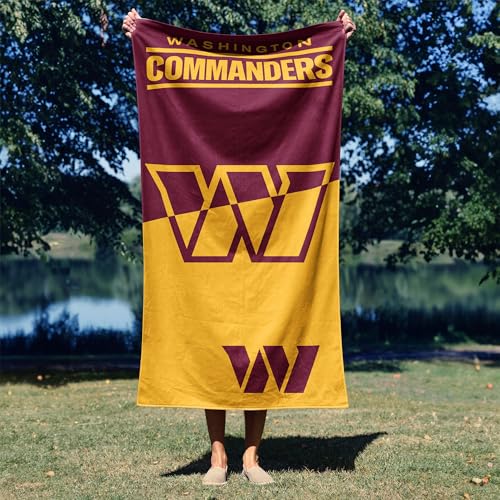 Image of Northwest NFL Washington Commanders Microfiber Beach Towel, 30 x 60 Inches - Quick Dry, Sand Resistant, Lightweight, Highly Absorbent, Incisor Design