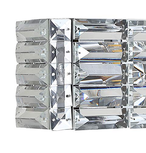 Image of JONATHAN Y 10 inch Chrome Modern Crystal Vanity Light, LED Bathroom Wall Sconce, 1-Light Fixture for Mirror, Glam Lighting with Clear Crystal Shade, Art Deco Makeup Wall Lamp JYL7538A