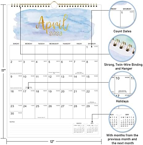 2023 Calendar - 18 Month to View Wall Planner Calendar 2023, from Jan. 2023 to Jun. 2024, Monthly Calendar with Twin-Wire Binding, Home Family Planner, 42.2 x 29.7 cm