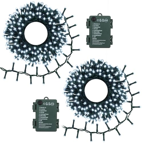 Image of BSGlobal 2 Pack Battery String Lights Total 20Ft 400 LED Christmas Lights