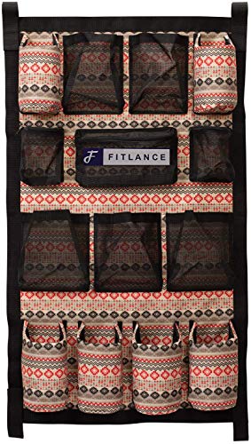 FITLANCE Equine Long Trailer Door Caddy - Horse Trailer Door Caddy Grooming Bag Stall Organizer-Horse Equipment Trailer Door Caddy Storage Bag-Trailer Grooming Bag Door Caddy Organizer (CrimsonAztec)