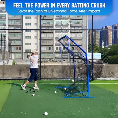 Baseball Softball Net with Blocking System, 7x7ft/6x6ft Practice Cage for Batting/Pitching/Fielding, Metal Frame with Elevated Base and Storage Bag for Backyard Outdoor Indoor - Image 5