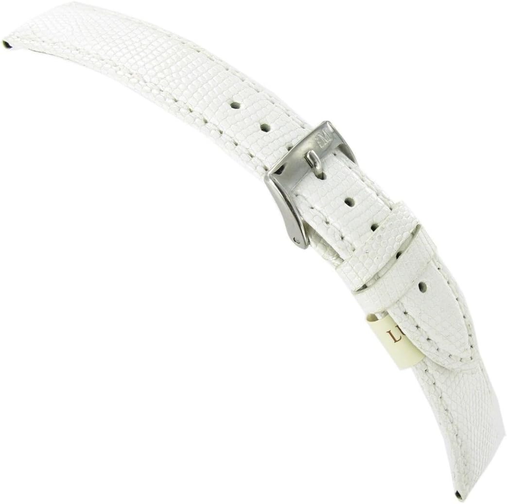 Milano Watchbands18mm Morellato Italy Genuine Certified Lizard White Stitched Watch Band 718A