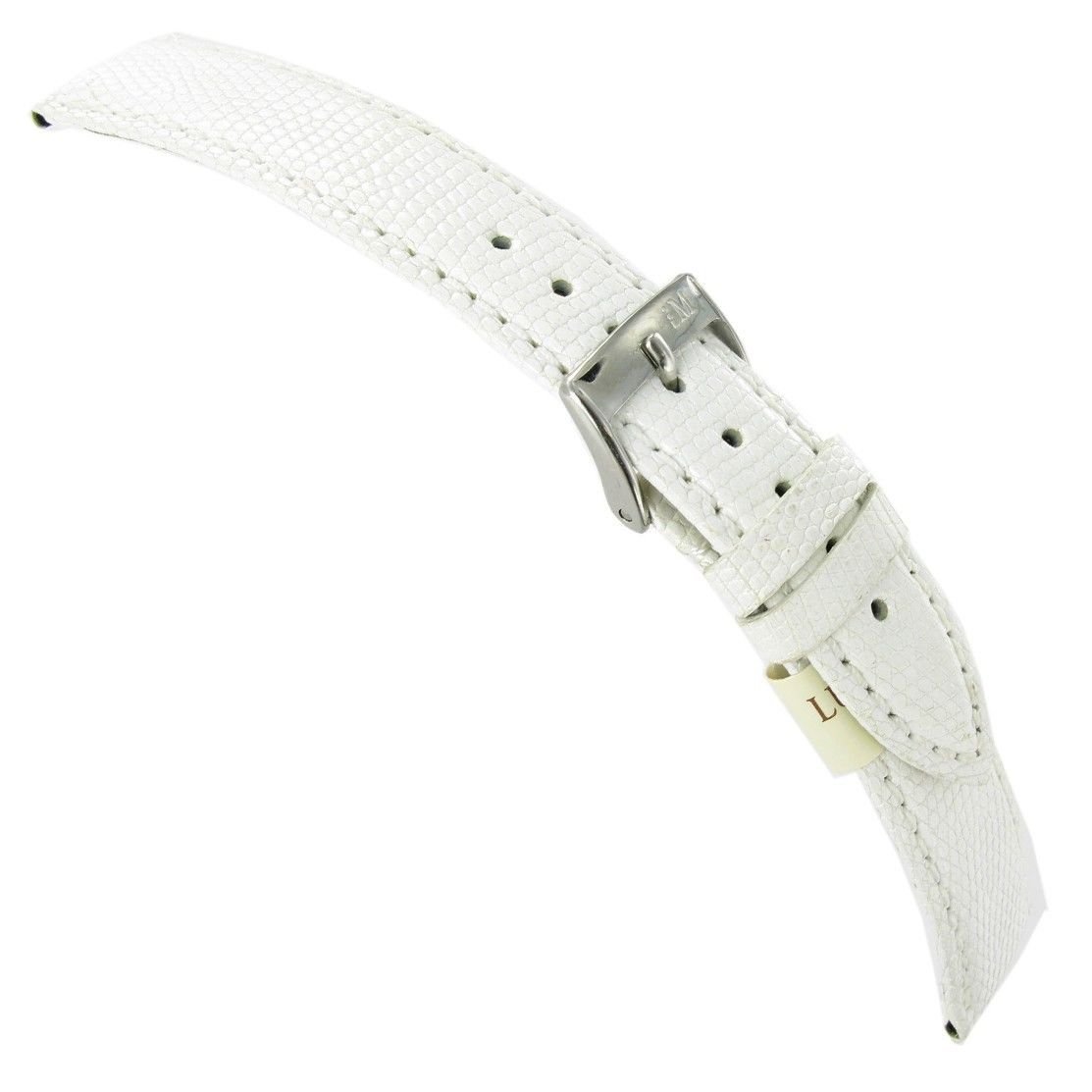 Milano Watchbands18mm Morellato Italy Genuine Certified Lizard White Stitched Watch Band 718A
