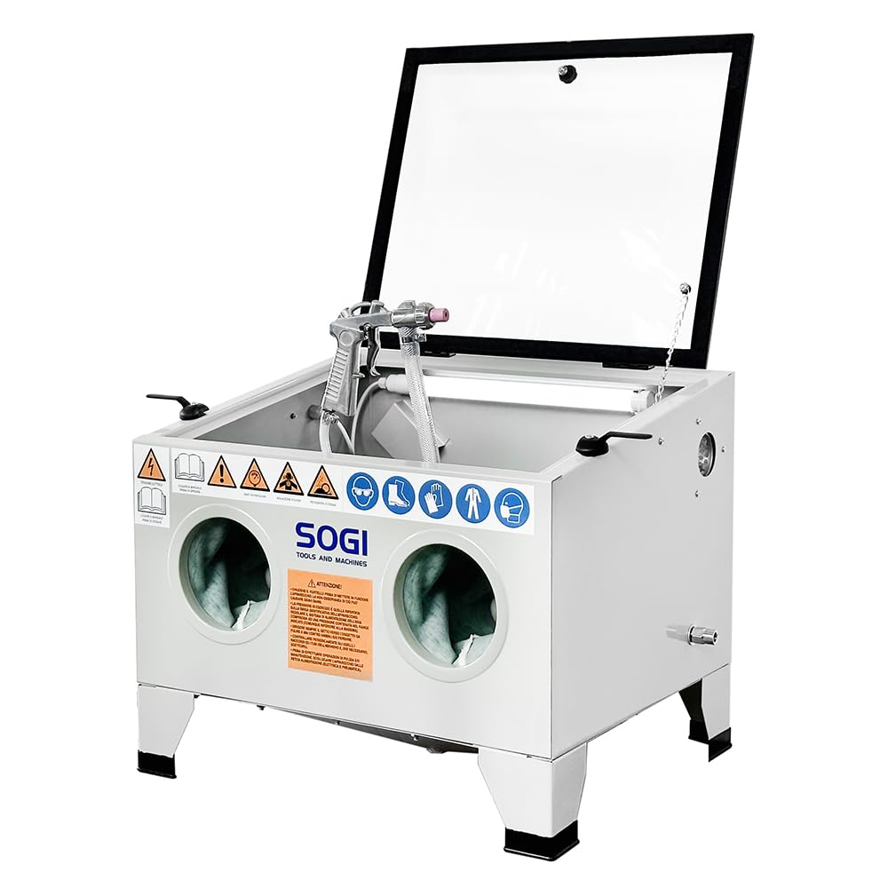 SOGI S-56 Sabbiatrice da banco professionale - 95 L - cabina di sabbiatura 580x480x300 mm - con accessori