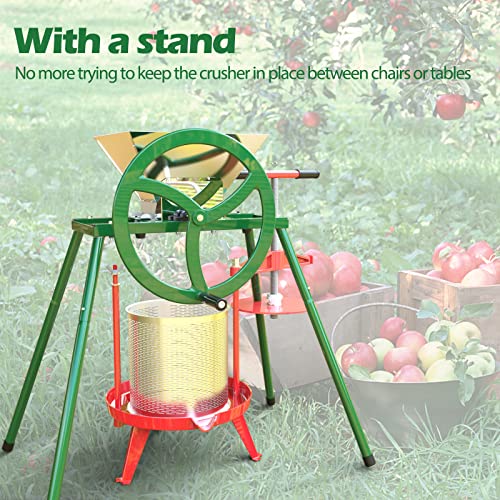 Fruit And Apple Crusher With Flywheel And Stand - 7L Stainless Steel Manual Juicer Grinder, Fruit Scratter Pulper For Wine And Cider Pressing #TOP5
