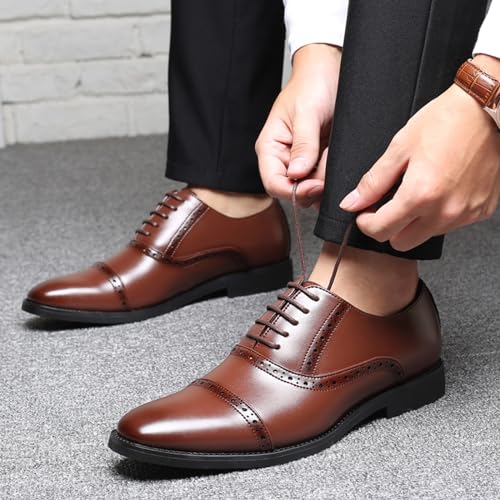 Dress Shoes for Men Fashion Classic Lace-up Pointed-Toe Formal Tuxedo Shoes Business Wedding Wingtip Oxford Shoes4